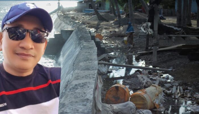 Ketua Kobar Parimo Sebut  Pekerjaan Tanggul Pengaman Pantai Ulatan Diduga Dikerjakan Asal-asalan